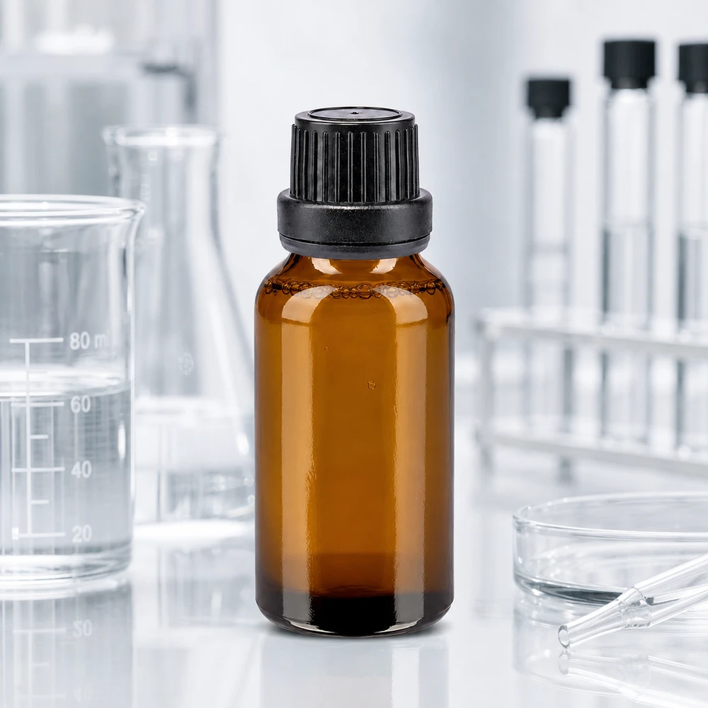 Bottiglia da farmacia marrone da 20ml. SV OV nero/11mm ApoGlas Flacone da farmacia da 20 ml in vetro ambrato con tappo contagocce nero da 11 mm per laboratorio e farmacia
