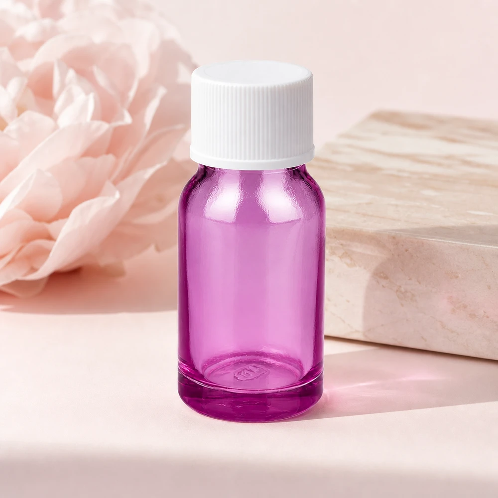 Bottiglia da 10 ml con tappo a vite da 11 mm bianco standard PurpleLine UT18/10 Flacone in vetro viola da 10 ml con tappo bianco, perfetto per i viaggi e le applicazioni in movimento.