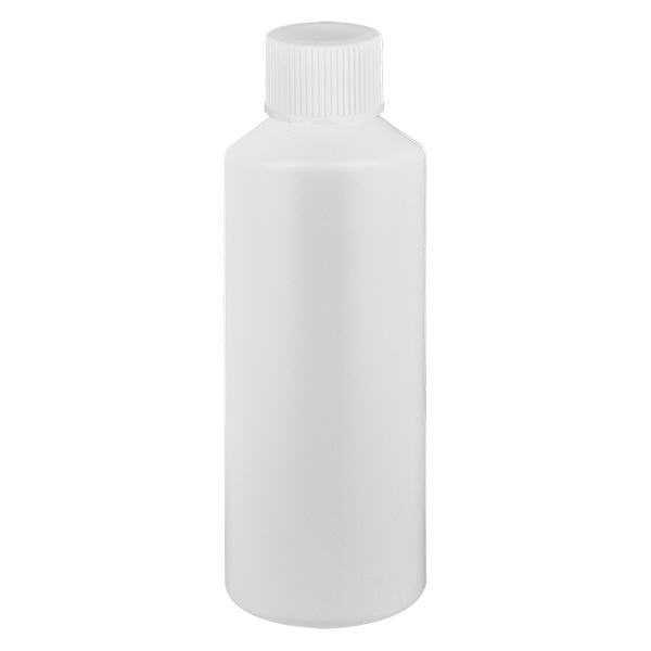 Flacone farmaceutico HDPE 100ml bianco, con tappo bianco SV