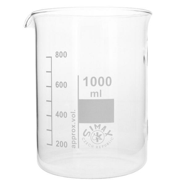 Bicchiere 1000ml in vetro borosilicato, forma bassa Bicchiere grande da 1000 ml, design basso ideale per le misure di volume in laboratorio