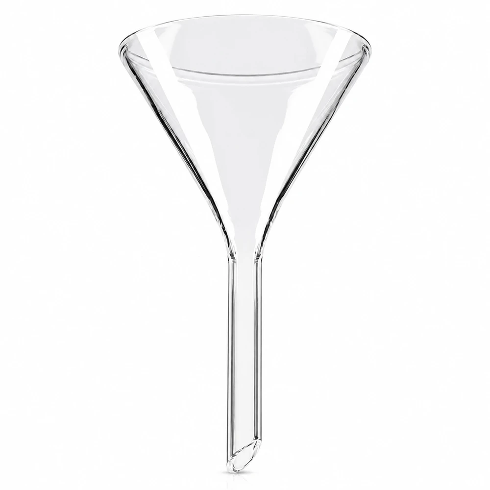 Imbuto Ø 55 mm per calce sodata, angolo 60°, stile corto Imbuto in vetro di 55 mm di diametro in vetro soda-lime con angolo di 60 gradi e gambo corto