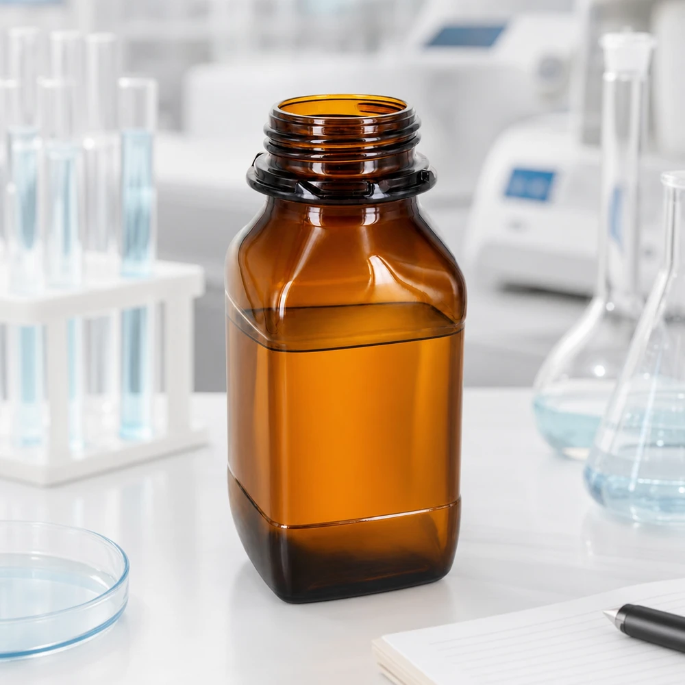 Bottiglia in vetro ambrato da 500 ml con collo largo - Perfetta per le vostre sostanze preziose Bottiglia da laboratorio marrone da 500 ml con ampia apertura per un facile riempimento dei prodotti chimici