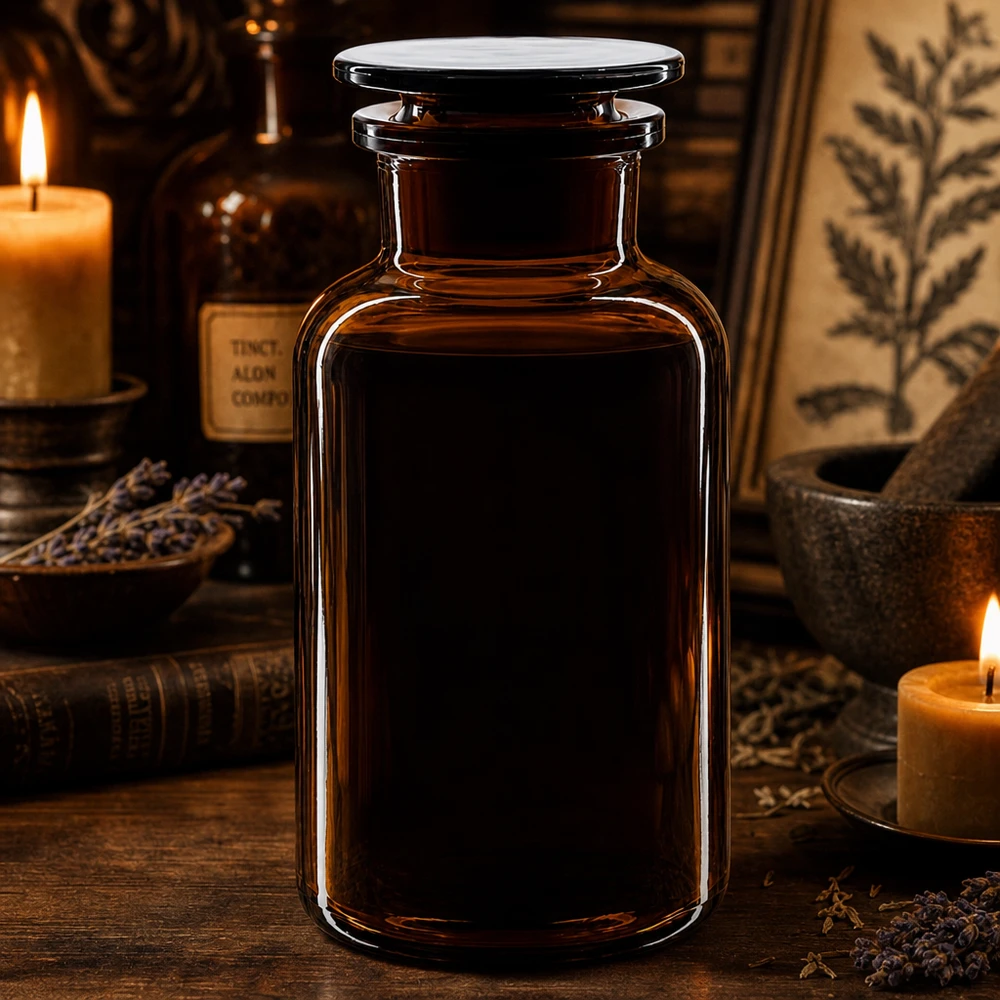 Bottiglia a spalla tonda 500ml marrone collo largo tappo in vetro Classica bottiglia a spalla arrotondata da 500 ml in vetro ambrato con collo largo, ideale per erbe e tinture