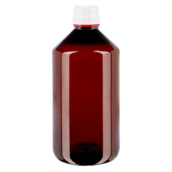 Bottiglia PET 750ml con tappo bianco antimanomissione finemente scanalato Bottiglia PET 750ml con tappo bianco antimanomissione finemente scanalato