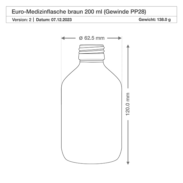 Flacone per medicinali da 200 ml marrone, con tappo in alluminio dorato Ap Flacone per medicinali da 200 ml marrone, con tappo in alluminio dorato Ap