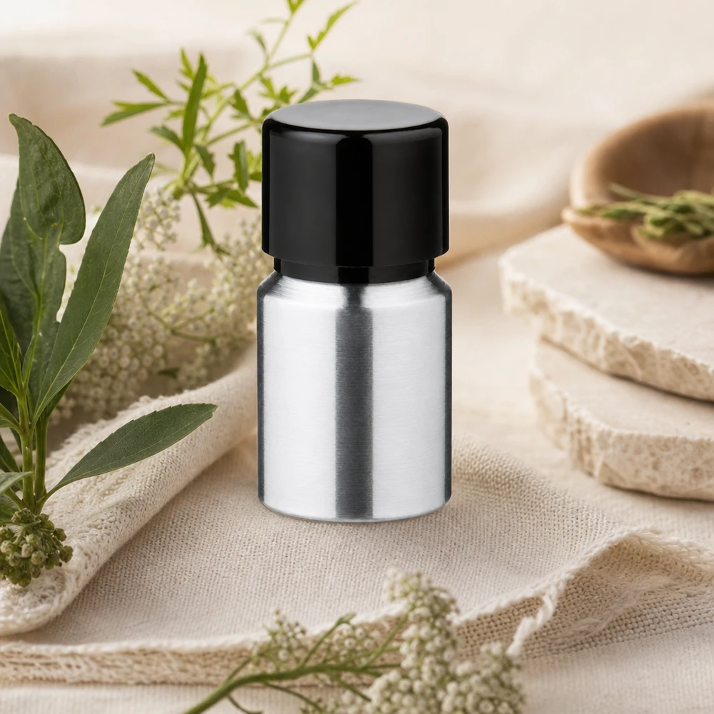 Flacone in alluminio da 10 ml con superficie testurizzata e tappo a vite per progetti cosmetici fai da te