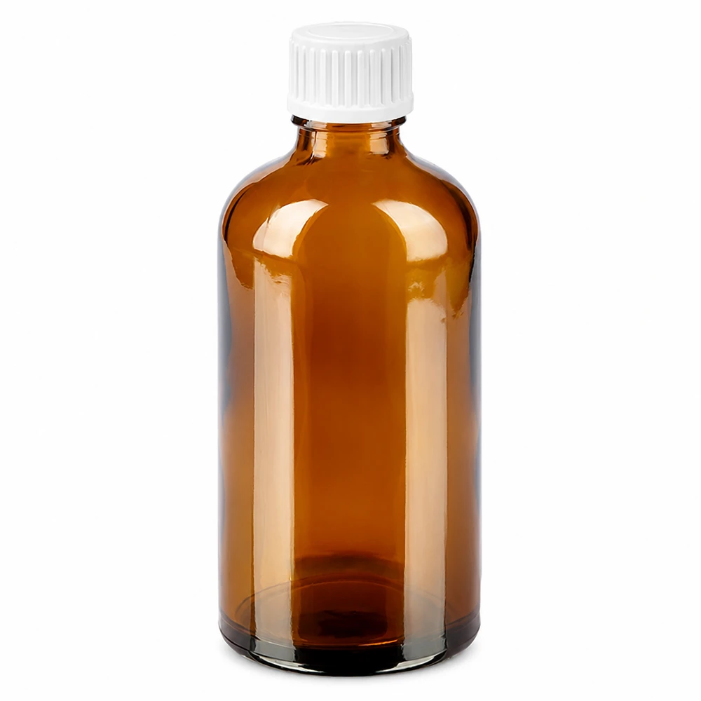 Flacone contagocce da 100 ml 0,9 mm bianco STD BrownLine UT18/100 BrownLine bottiglia in vetro 100ml ambra con tappo contagocce bianco filettatura UT18