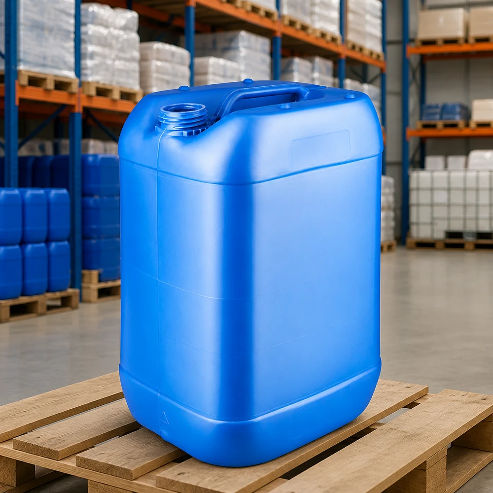 Tanica 25 litri blu senza tappo Tanica impilabile da 25 litri, blu, senza tappo, per prodotti chimici, acqua e carburanti