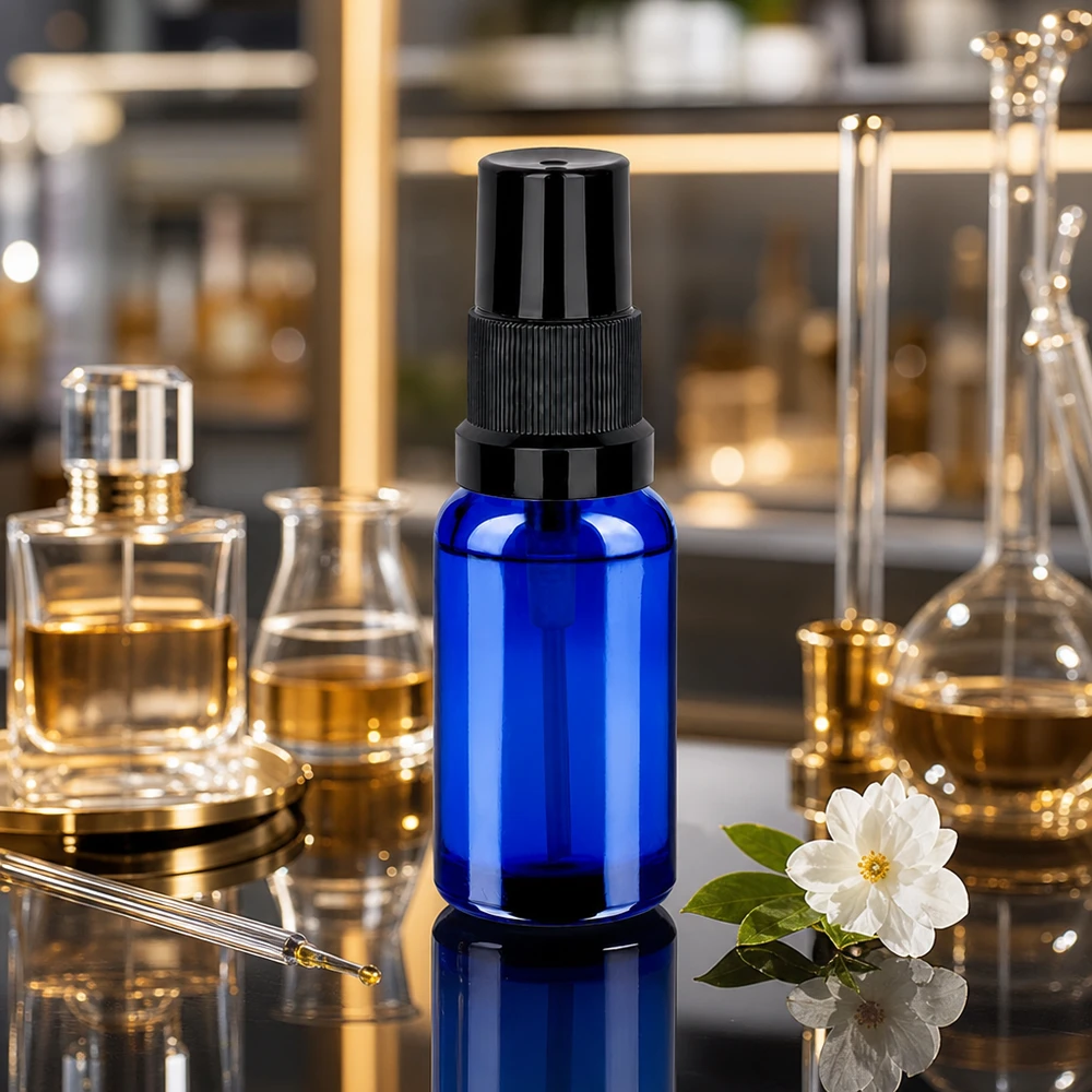Flacone spray da 20 ml nero STD BlueLine UT18/20 Versatile flacone spray in vetro STD BlueLine da 20 ml con spruzzatore a pompa nero per profumi e fragranze