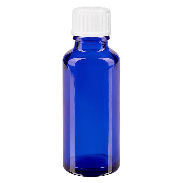 Bottiglia da farmacia blu da 30ml. SV STD bianco/11mm ApoGlas Bottiglia da farmacia blu da 30ml. SV STD bianco/11mm ApoGlas