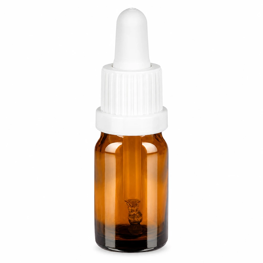 Flacone per pipette da 5 ml bianco OV BrownLine UT18/5 Flacone a pipetta da 5 ml marrone con tappo bianco per un dosaggio preciso dei liquidi