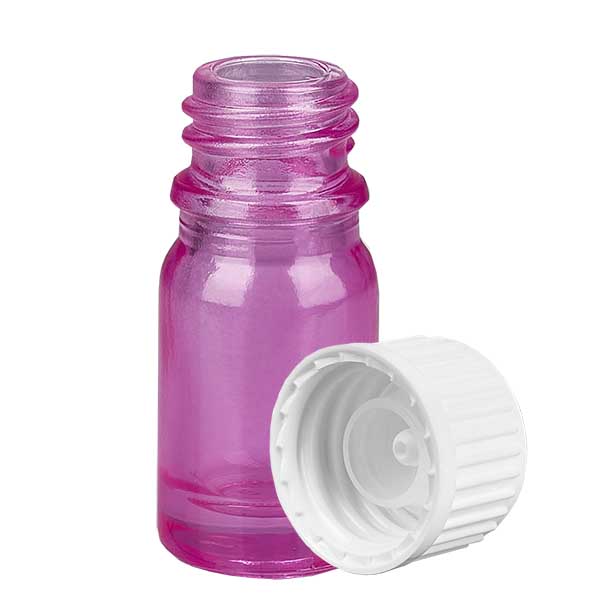 Flacone da 5 ml (globuli) con anello di versamento bianco standard PurpleLine UT18/5