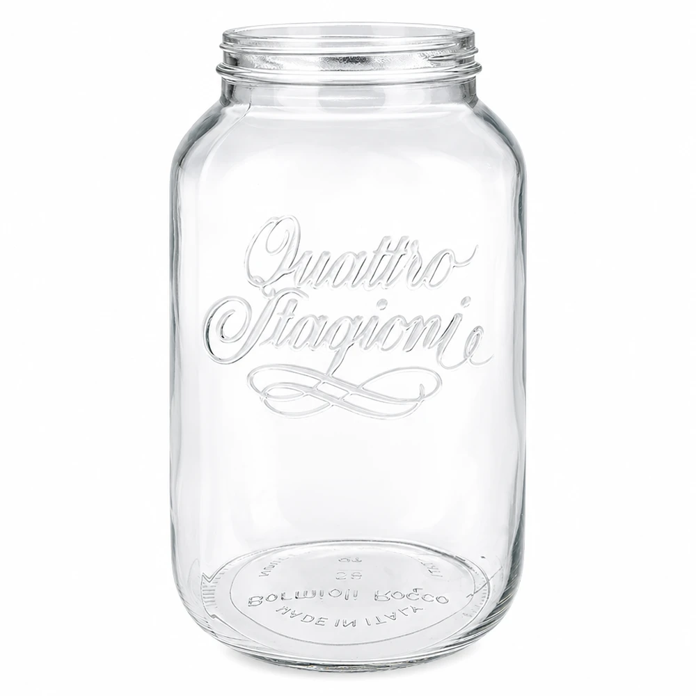 Vaso domestico "Quattro Stagioni" da 3800 ml Vaso per uso domestico Quattro Stagioni da 3800 ml con filettatura a vite - grande vaso da conserva in vetro trasparente per cucina e magazzino