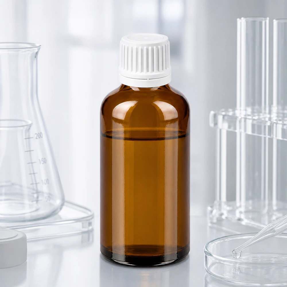 Bottiglia da 50ml 11mm SV bianco OV BrownLine UT18/50 Bottiglia da laboratorio da 50 ml in vetro ambrato con protezione UV e tappo bianco per prodotti chimici