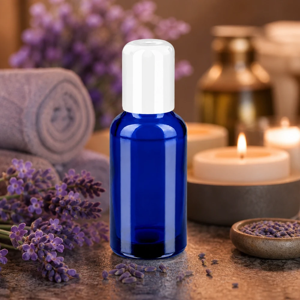 Flacone roll-on da 30 ml bianco STD BlueLine UT18/30 STD BlueLine flacone in vetro da 30 ml con tappo a vite bianco per prodotti wellness e spa
