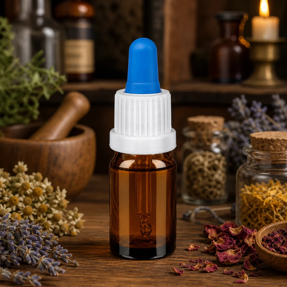 Bottiglia per pipette da 5 ml bianco/blu OV BrownLine UT18/5 Flacone per pipetta di alta qualità da 5 ml in vetro ambrato protetto dai raggi UV con tappo contagocce ergonomico