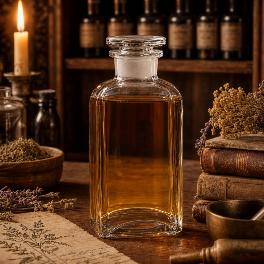 Bottiglia di vetro trasparente da 250 ml, di forma quadrata, con ampia apertura e tappo in vetro, per liquidi farmaceutici