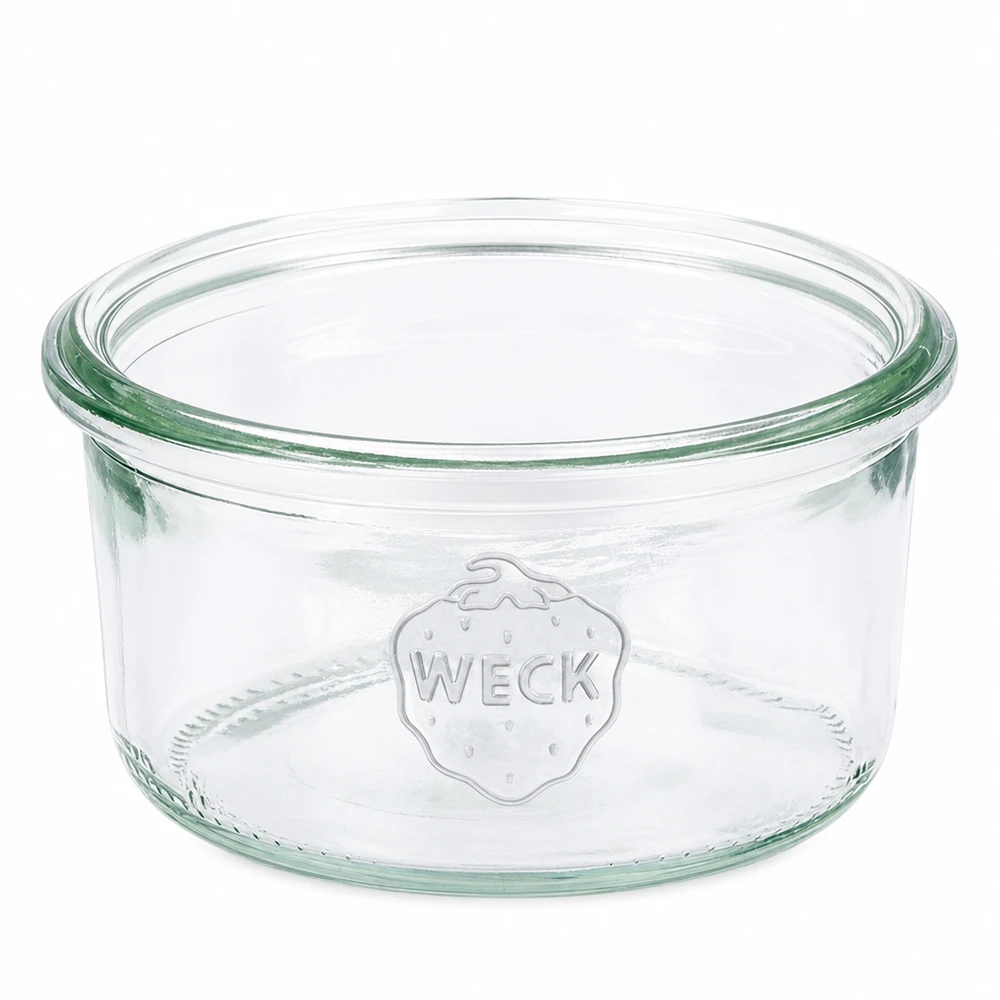 Bicchieri da 165 ml WECK RR80 WECK 165ml RR80 vaso in vetro trasparente con logo in rilievo per la conservazione e lo stoccaggio
