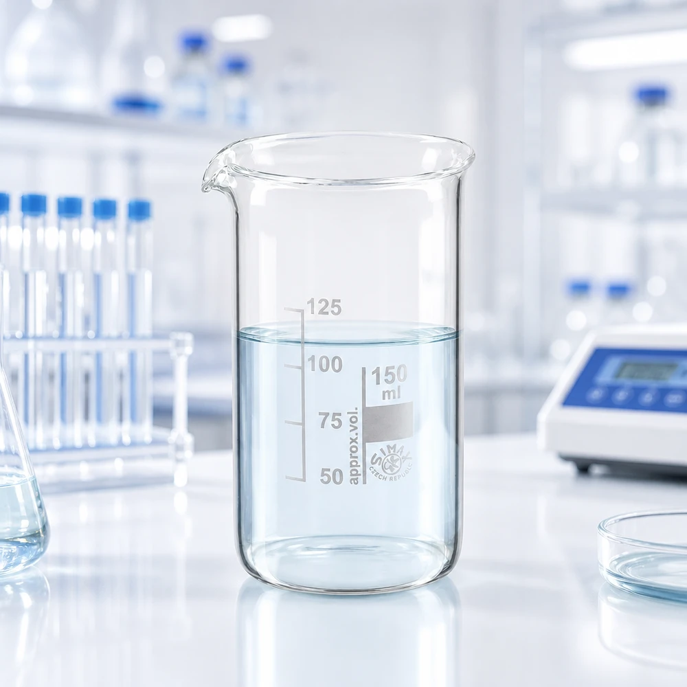 Bicchiere in vetro borosilicato da 150 ml, forma alta Becher da laboratorio trasparente da 150 ml, modello alto, con graduazione da 50 a 125 ml, in vetro borosilicato