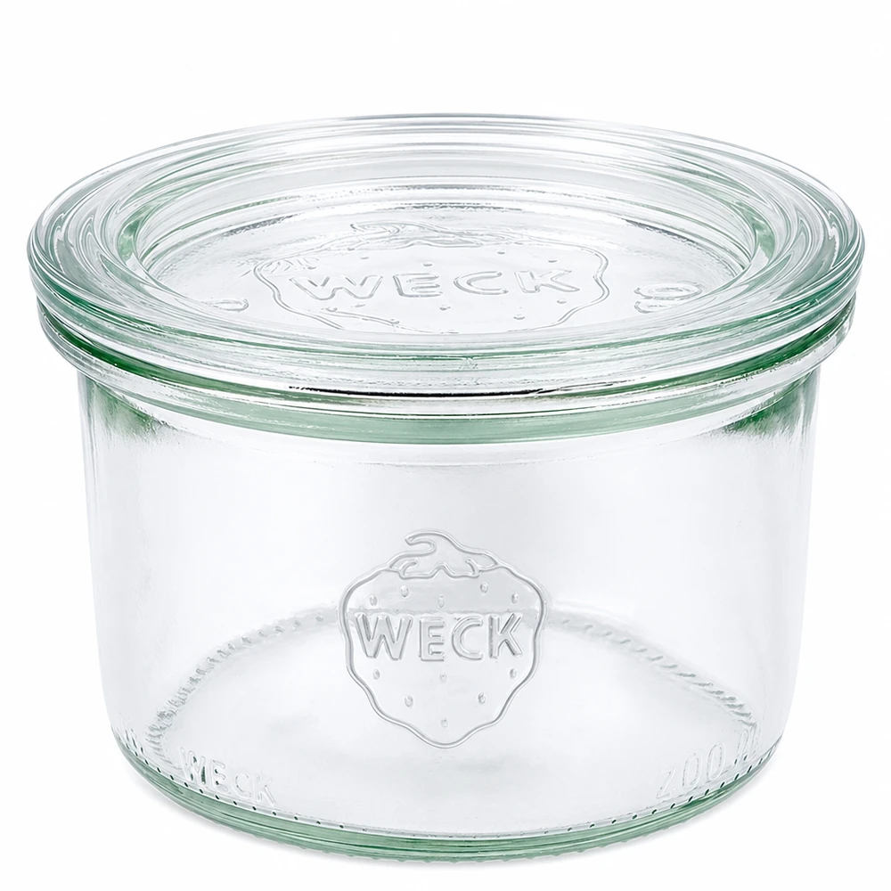 Bicchieri da 200 ml con coperchio in vetro WECK RR80 WECK Vaso da 200 ml con coperchio in vetro RR80 Vaso da 200 ml trasparente per la conservazione e lo stoccaggio