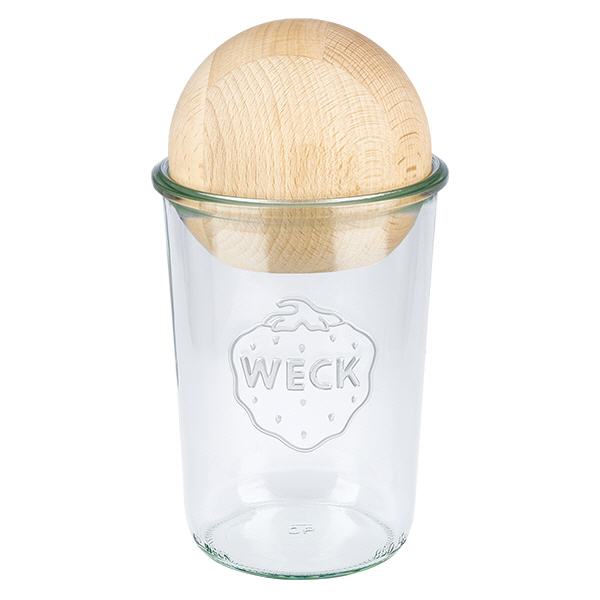 Vaso a tulipano da 850 ml WECK RR100 con sfera in legno di faggio