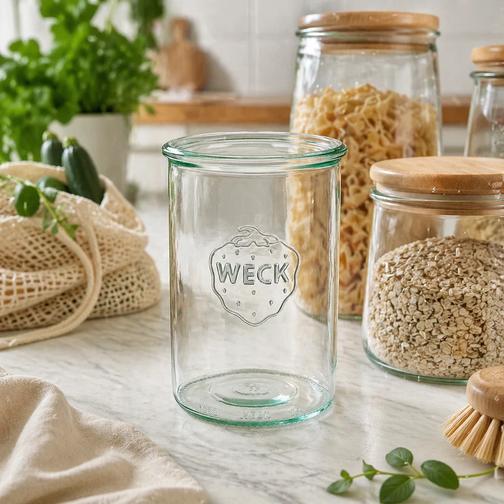 WECK 1000ml RR100 barattolo di vetro con logo in cucina sostenibile con barattoli di stoccaggio e alimenti biologici