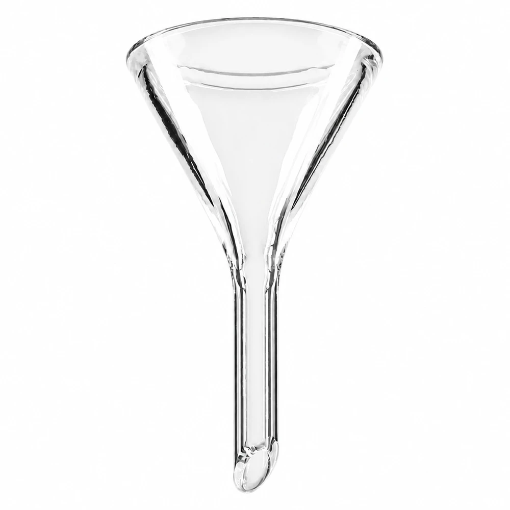 Imbuto Ø 30 mm in calce sodata, angolo 60°, stile corto Imbuto in vetro di 30 mm di diametro in vetro soda-calce con angolo di 60 gradi per uso di laboratorio