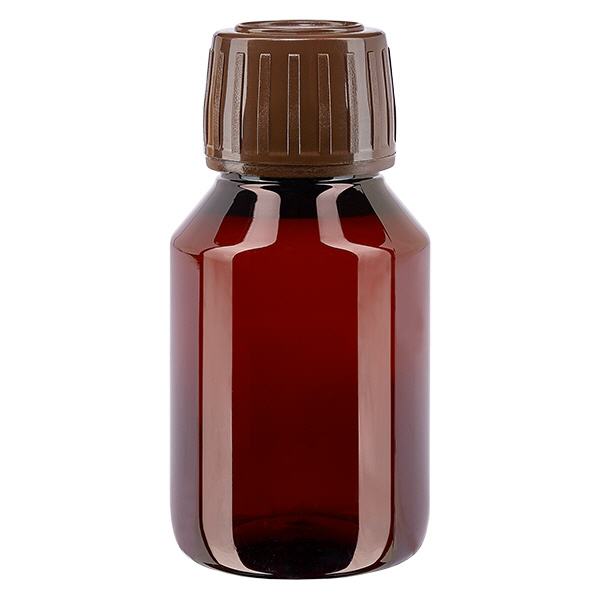 Bottiglia PET 50ml con tappo marrone OV Bottiglia PET 50ml con tappo marrone OV