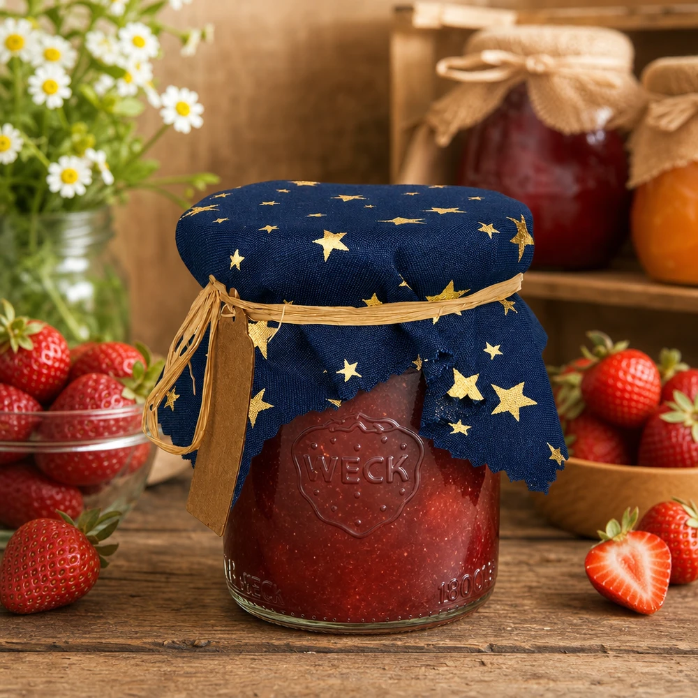 Centrino di stoffa per gioielli blu "stelle" 15cm quadrato
