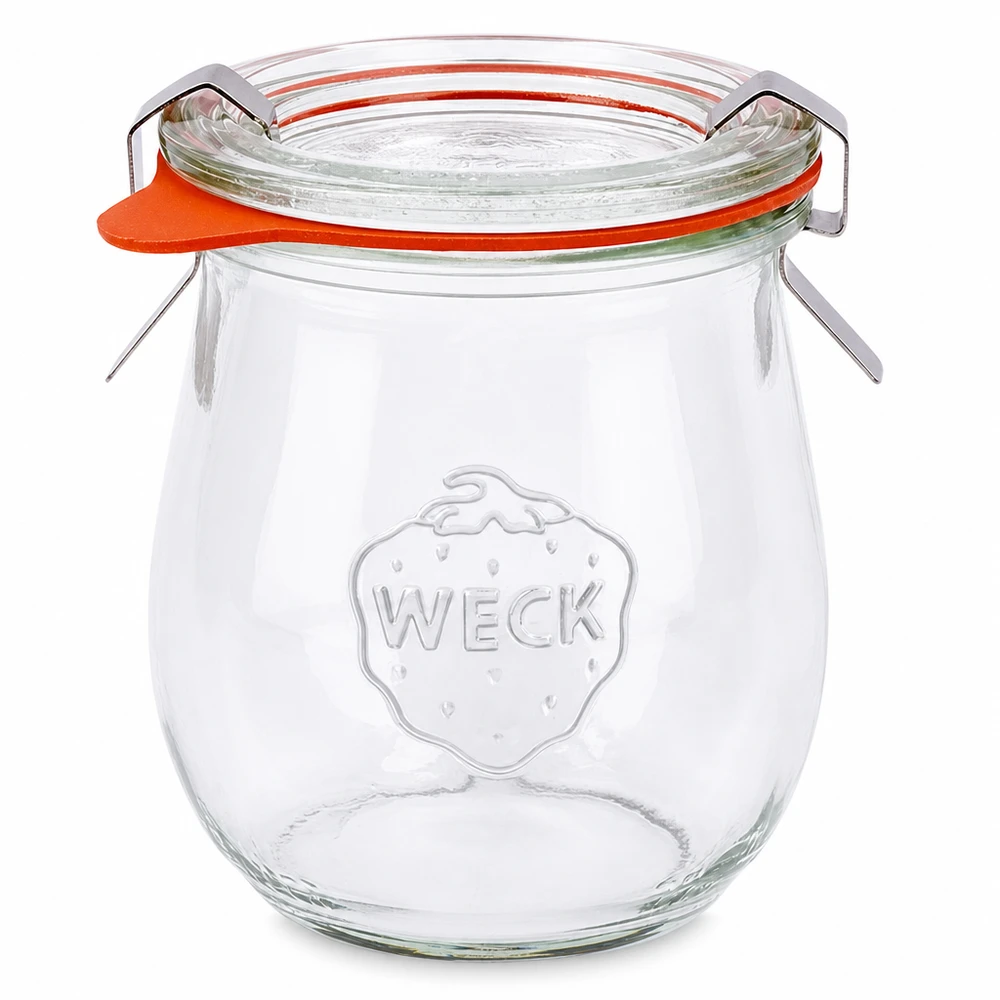 WECK vaso a tulipano 220ml RR60 vaso per conserve con coperchio in vetro anello di gomma e fascette set completo