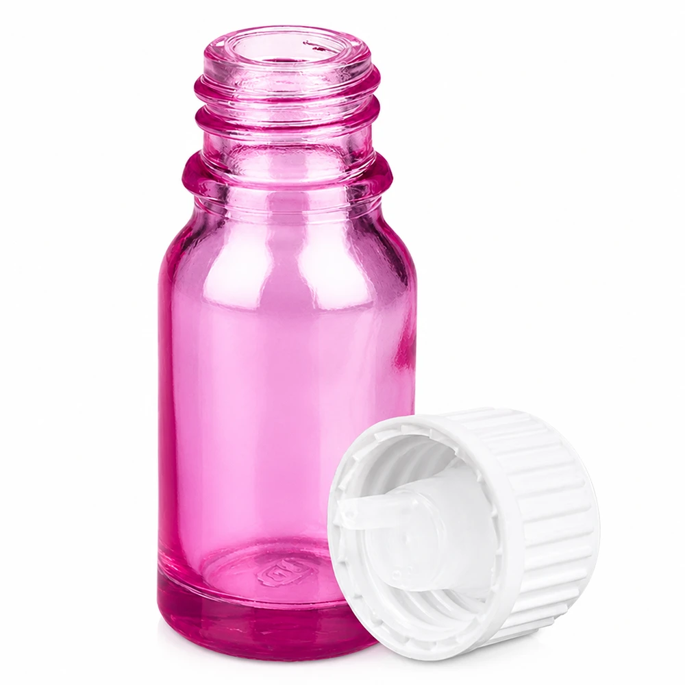 Flacone in vetro viola di alta qualità da 10 ml con tappo bianco per uso farmaceutico e di laboratorio