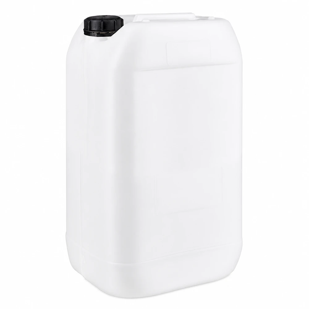 Tanica in plastica bianca da 15 litri con tappo a vite nero in HDPE