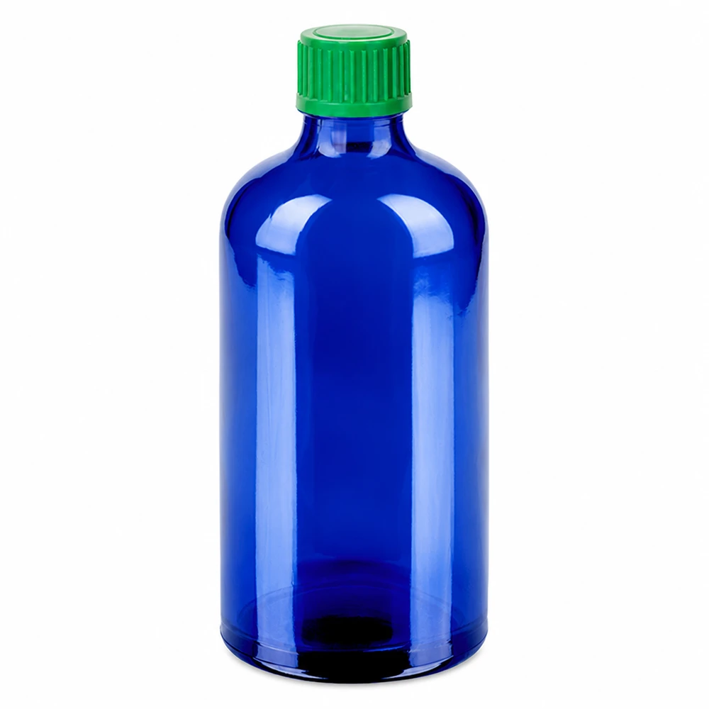 Flacone contagocce da 100 ml 0,8 mm verde STD BlueLine UT18/100 Flacone contagocce blu da 100 ml con tappo verde e inserto contagocce da 0,8 mm per un dosaggio preciso