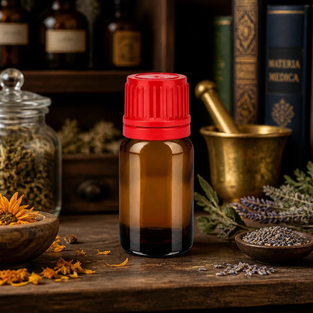 Bottiglia da 10ml 11mm SV rosso OV BrownLine UT18/10 Flacone BrownLine da 10 ml con tappo a vite rosso perfetto per cosmetici fai da te e rimedi naturali