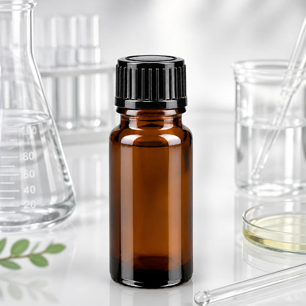 Flacone contagocce marrone da 10ml STD nero/1mm ApoGlas Fiaschetta da farmacia da 10 ml in vetro ambrato con tappo STD nero e beccuccio da 1 mm in laboratorio