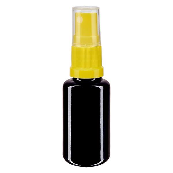 Flacone da farmacia viola 20ml con attacco spray giallo Flacone da farmacia viola 20ml con attacco spray giallo