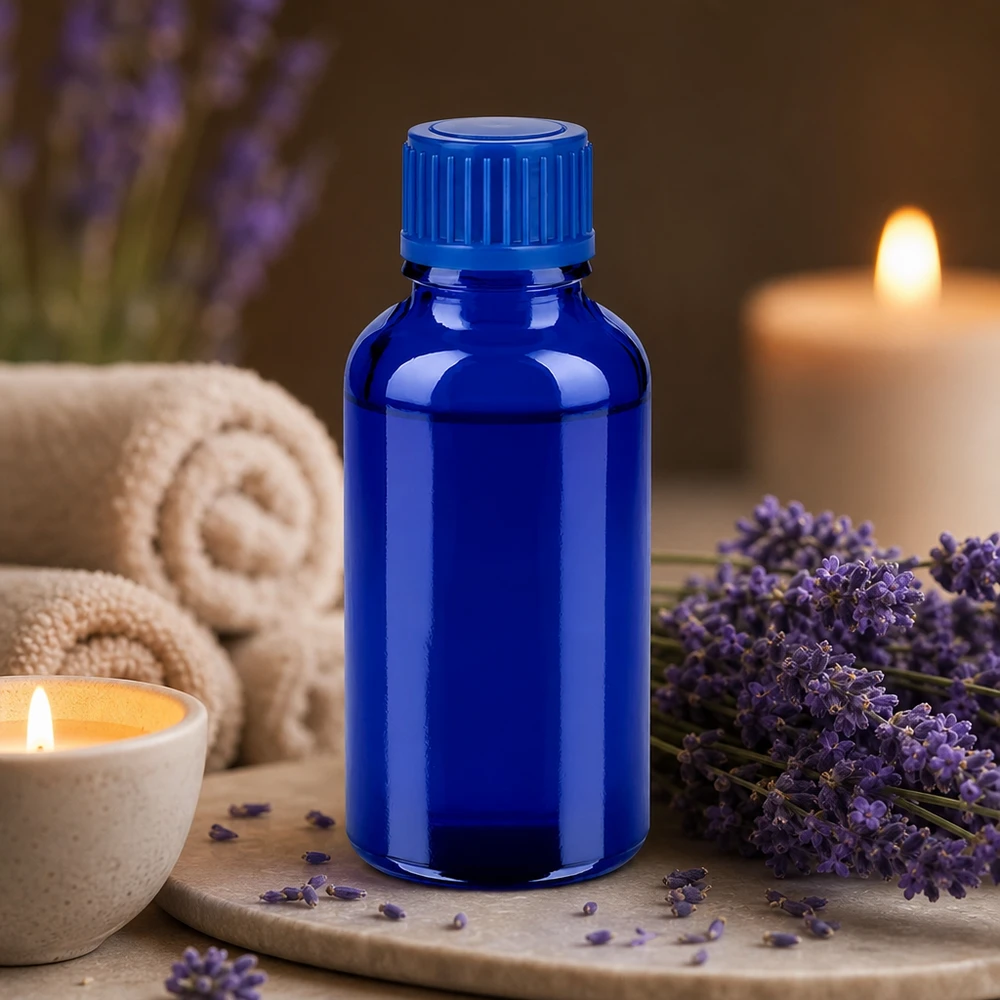 Flacone da 30ml 11mm SV blu STD BlueLine UT18/30 Il flacone in vetro blu da 30 ml, resistente ai raggi UV, offre una protezione ottimale per le sostanze sensibili alla luce.