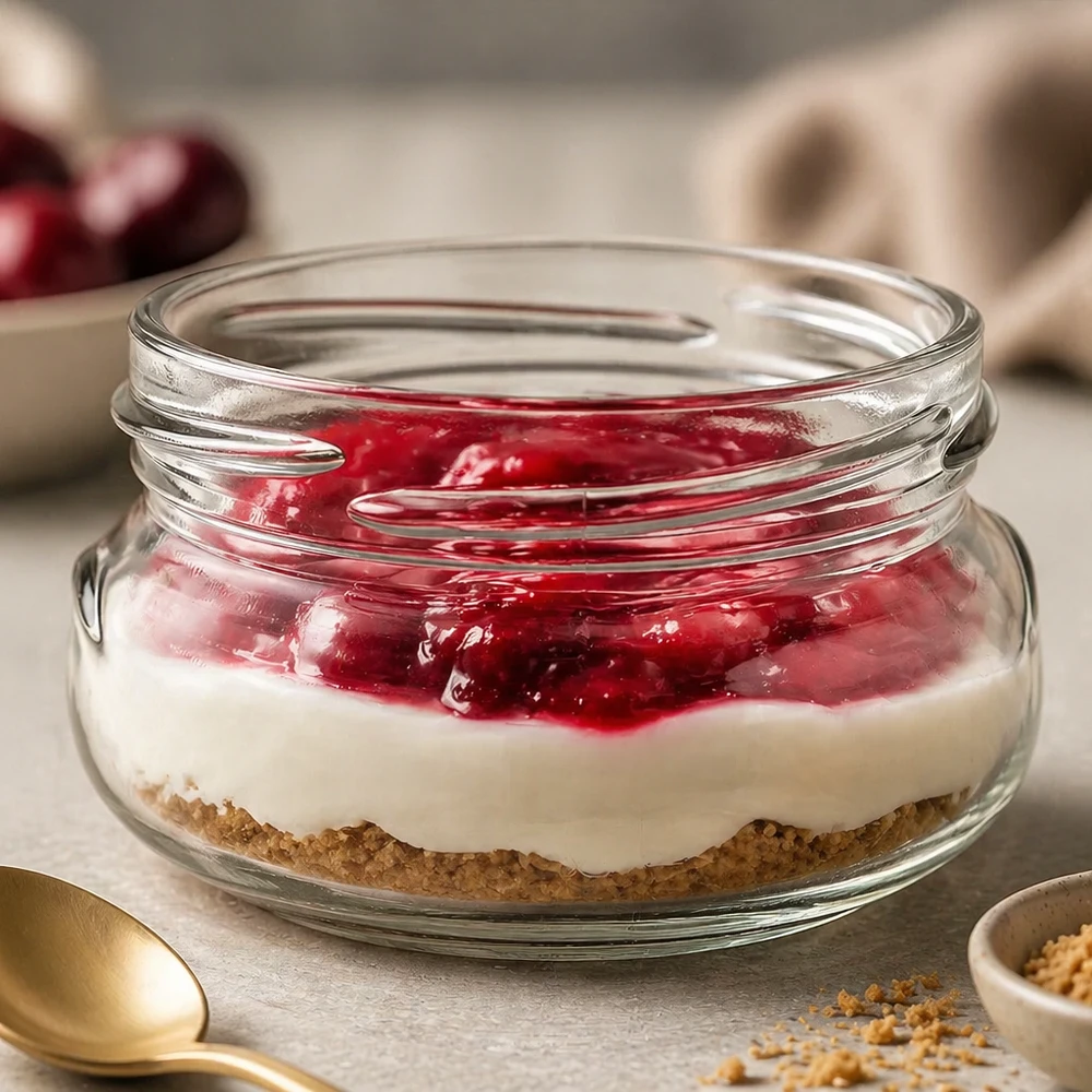 UNiTWIST Terrina120 - Vaso per terrine, capacità 120ml TO70 UNiTWIST Terrina120 bicchiere per terrina da 120 ml riempito di dessert - strato di frutta rossa su base di crema bianca e biscotto