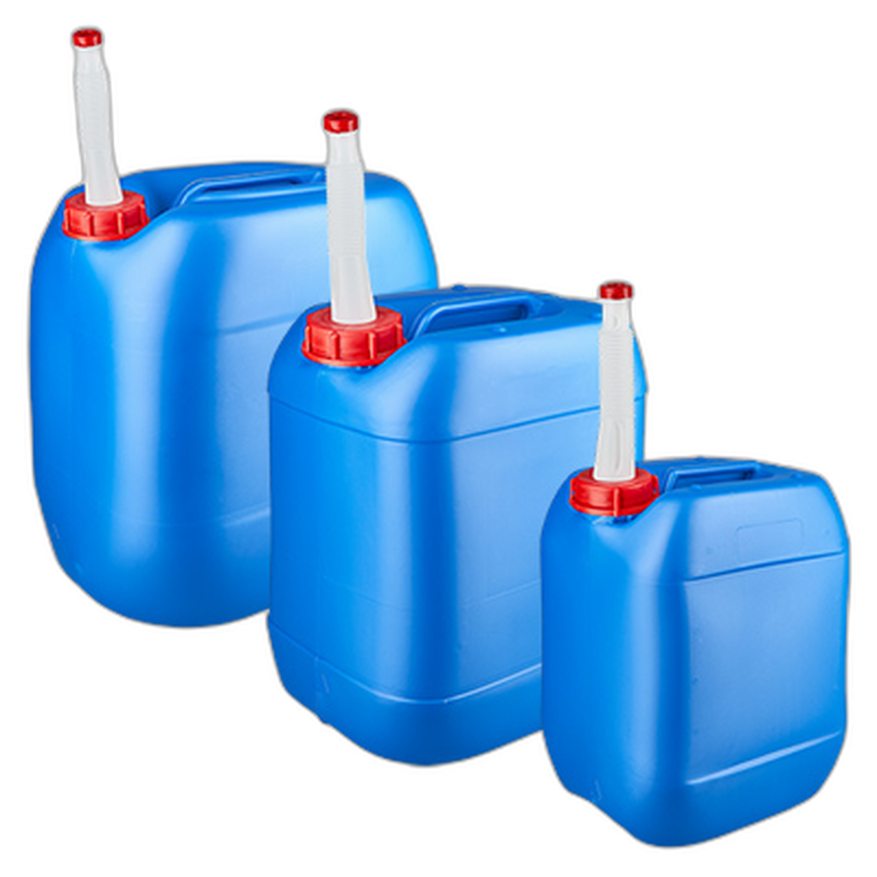 Tanica blu con rubinetto di scarico flessibile