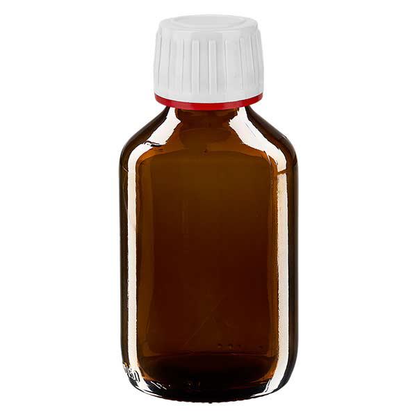Flacone per medicinali da 150 ml marrone, tappo bianco antimanomissione