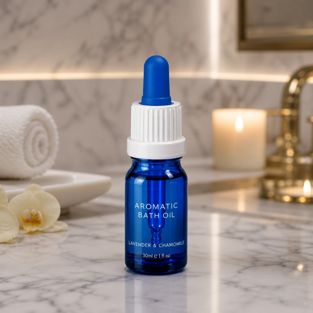 Bottiglia per pipette da 5ml bianco/blu OV BlueLine UT18/5 Pratico flacone dosatore da 5 ml con pipetta per sieri di bellezza e principi attivi concentrati
