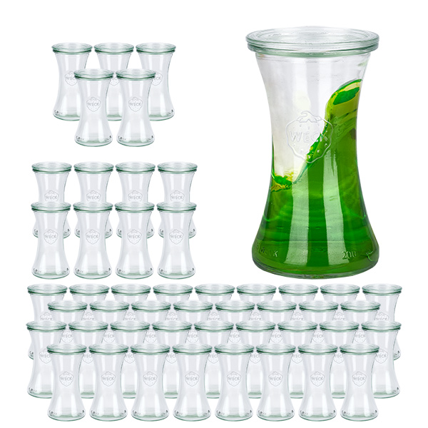 Set di 48 vasetti Weck da 200 ml con 48 coperchi di vetro Set di 48 vasetti Weck da 200 ml con 48 coperchi di vetro