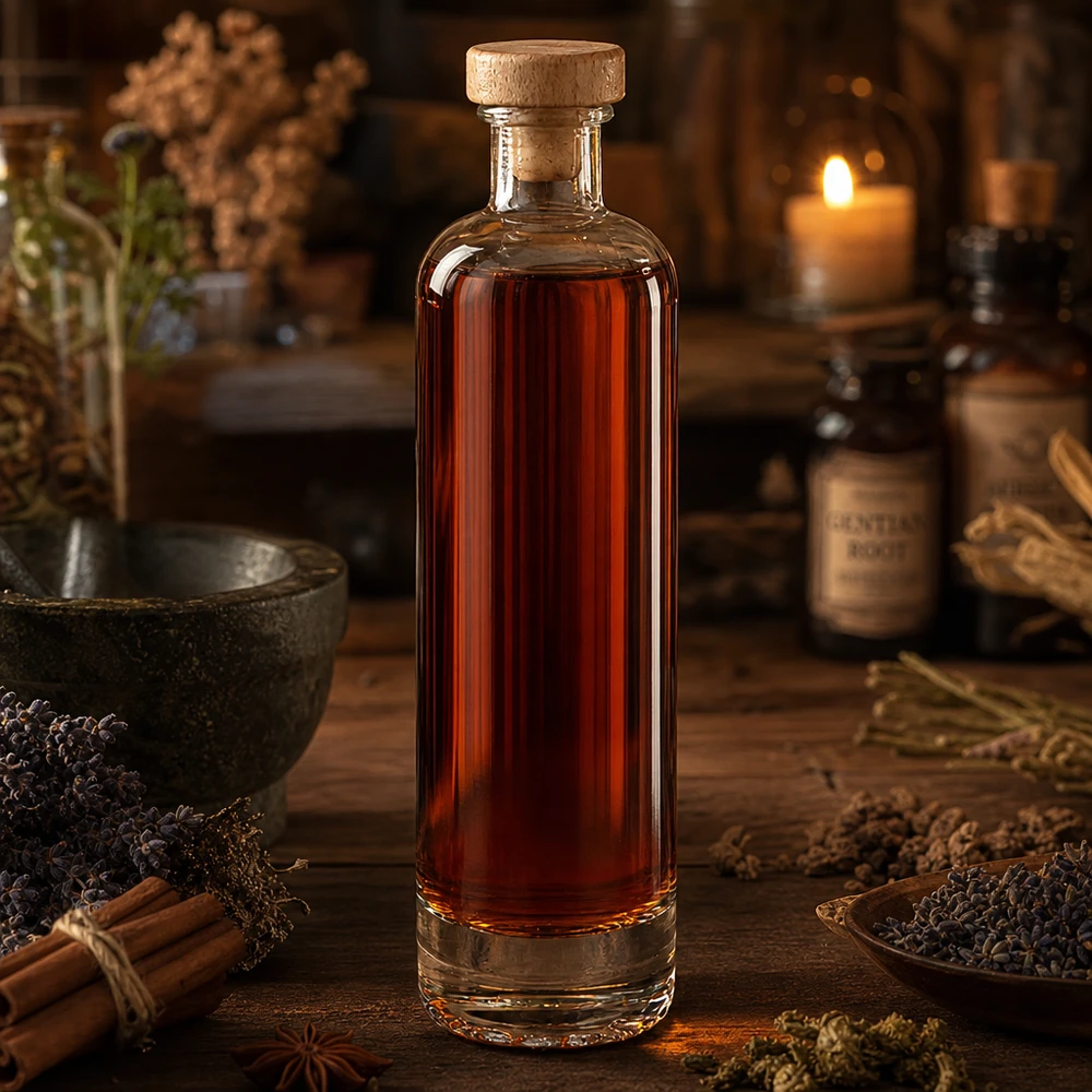 Bottiglia in vetro da 500 ml Ella con tappo in sughero con impugnatura in legno UNiTWIST®