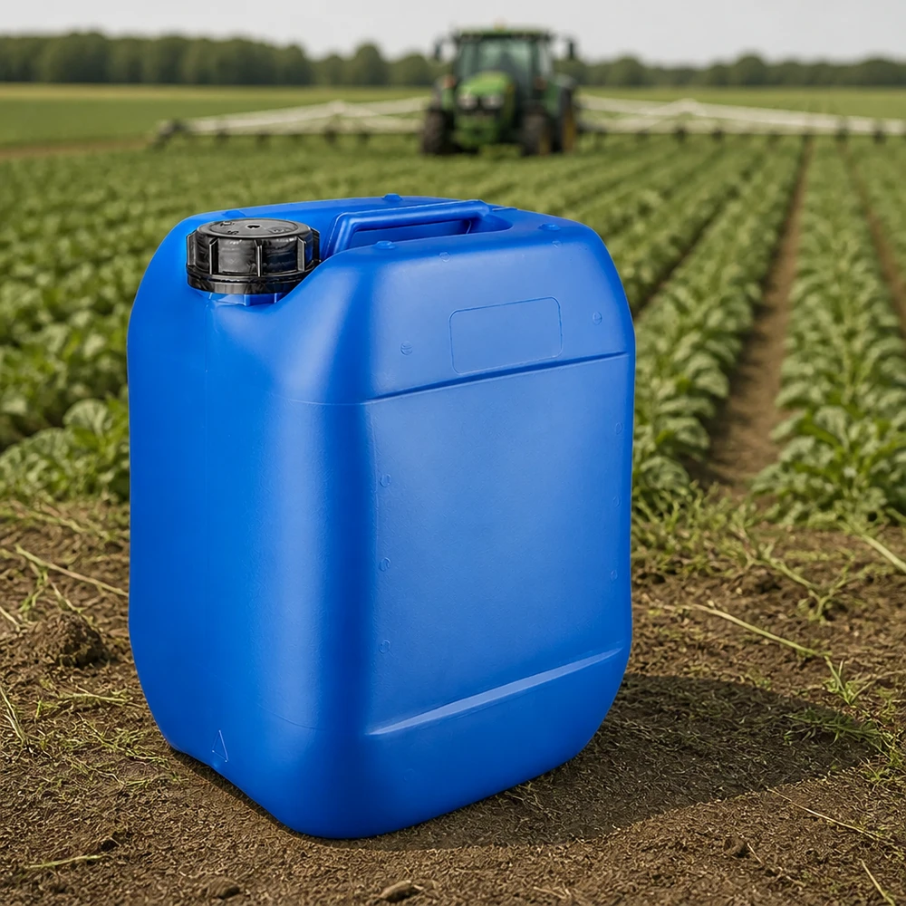 Tanica impilabile da 10 litri, blu, con tappo a vite OV, per uso agricolo