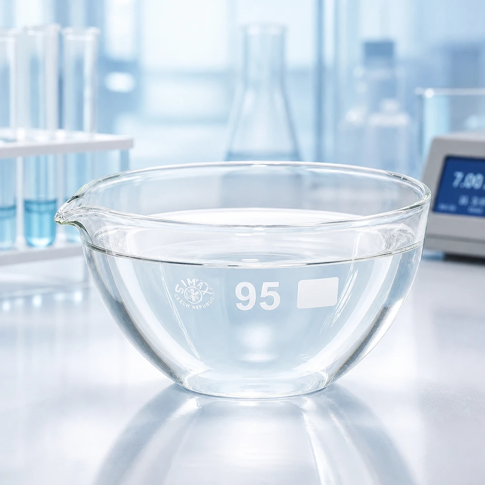Piatto di evaporazione da 170ml con beccuccio in borosilicato ø95mm Attrezzatura professionale da laboratorio Piatto di evaporazione da 170 ml con beccuccio in vetro di alta qualità