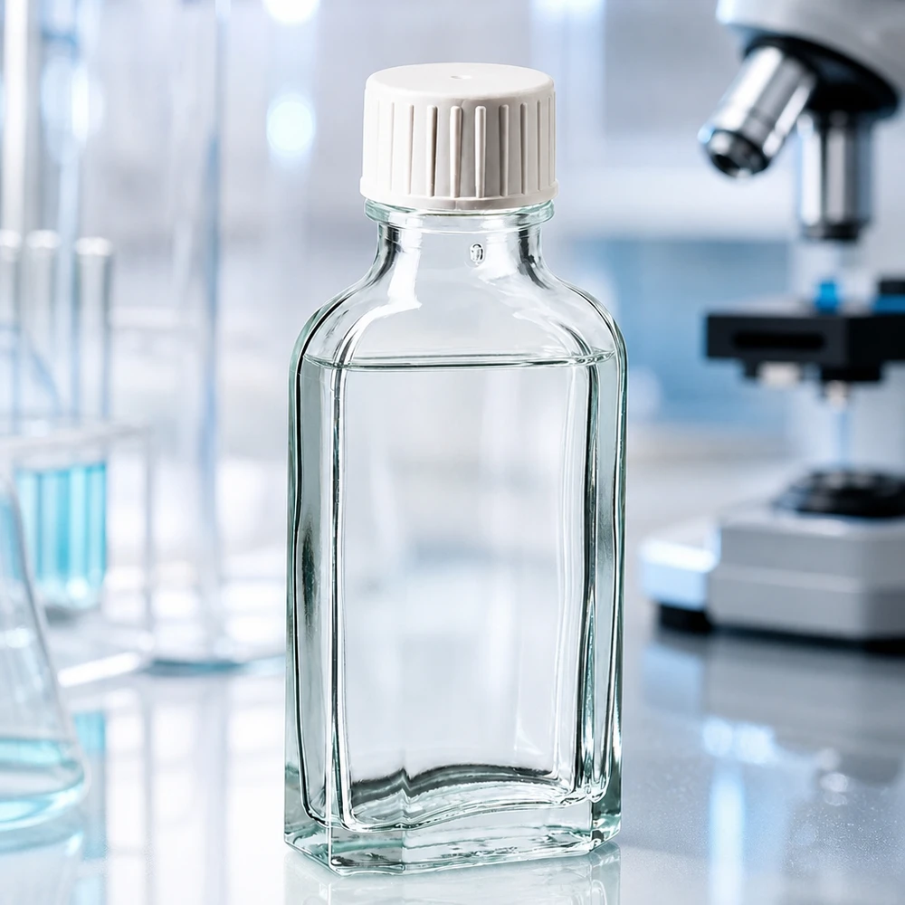 50 ml Meplat tappo a vite trasparente con anello versatore Fiaschetta da laboratorio rettangolare da 50 ml in vetro borosilicato trasparente con tappo a vite bianco