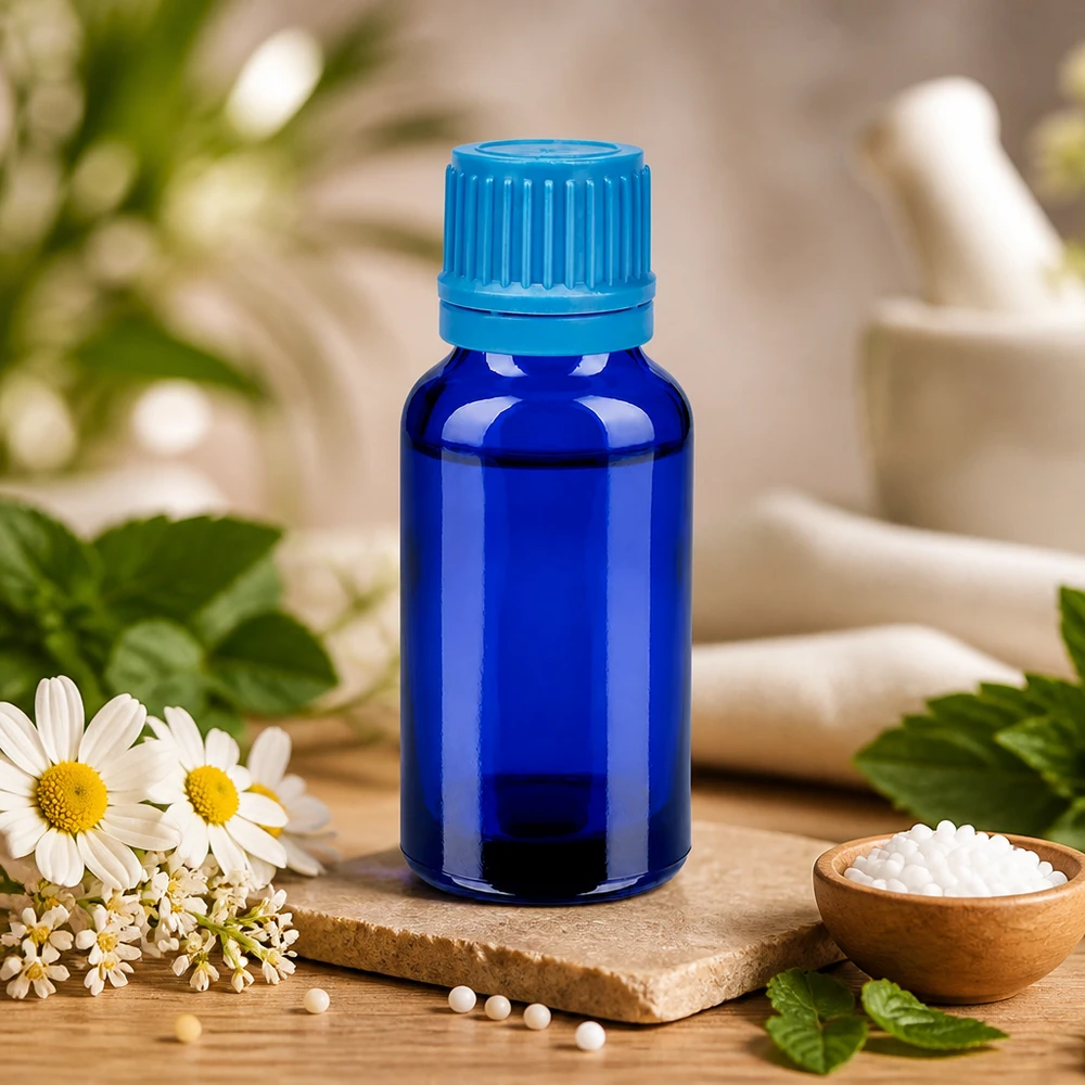 Bottiglia da 20ml 11mm SV blu OV BlueLine UT18/20 Flacone contagocce professionale da 20 ml in vetro blu con protezione UV per rimedi omeopatici