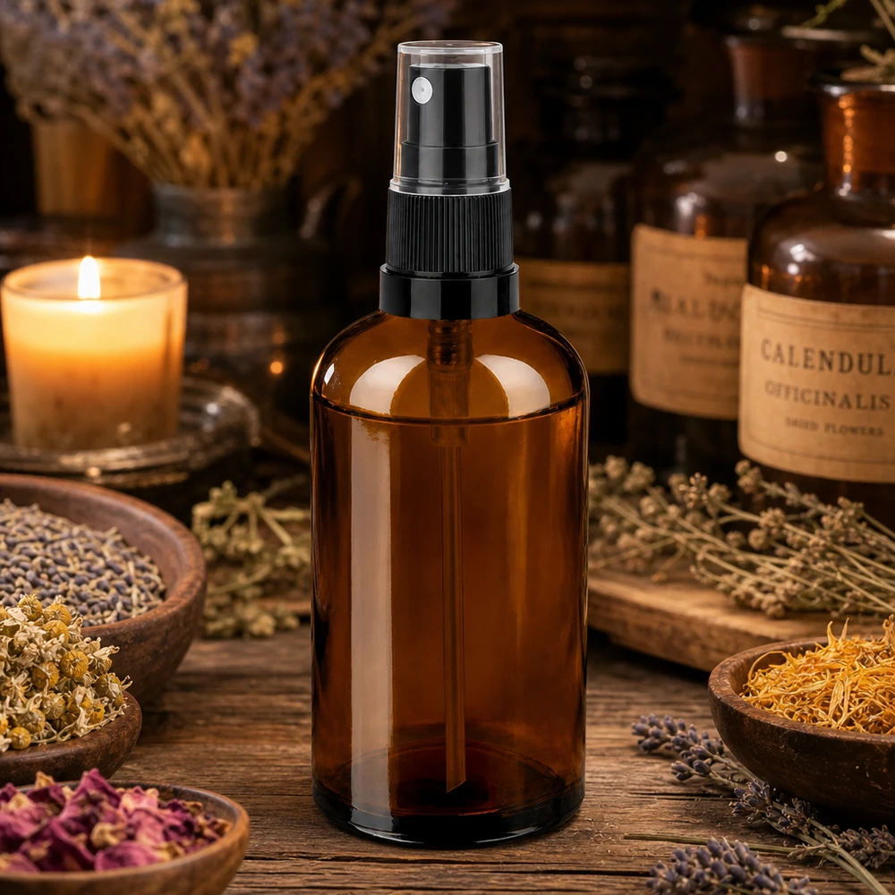 Flacone spray da 100 ml nero/tr. STD BrownLine UT18/100 Flacone spray Premium da 100 ml di qualità farmaceutica per oli e tinture terapeutiche