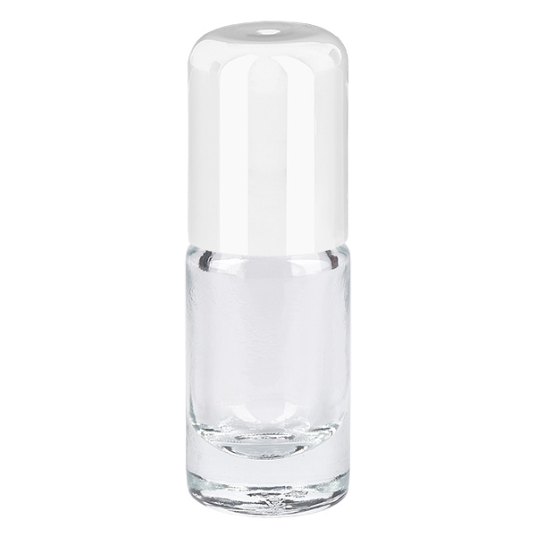 Flacone roll-on trasparente da 5ml STD bianco ApoGlas