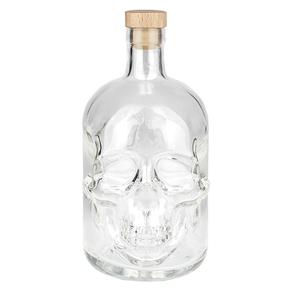 Bottiglia in vetro da 700 ml Pirata con tappo in sughero con impugnatura in legno UNiTWIST®